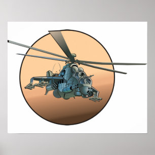 Tecknad helikopter poster