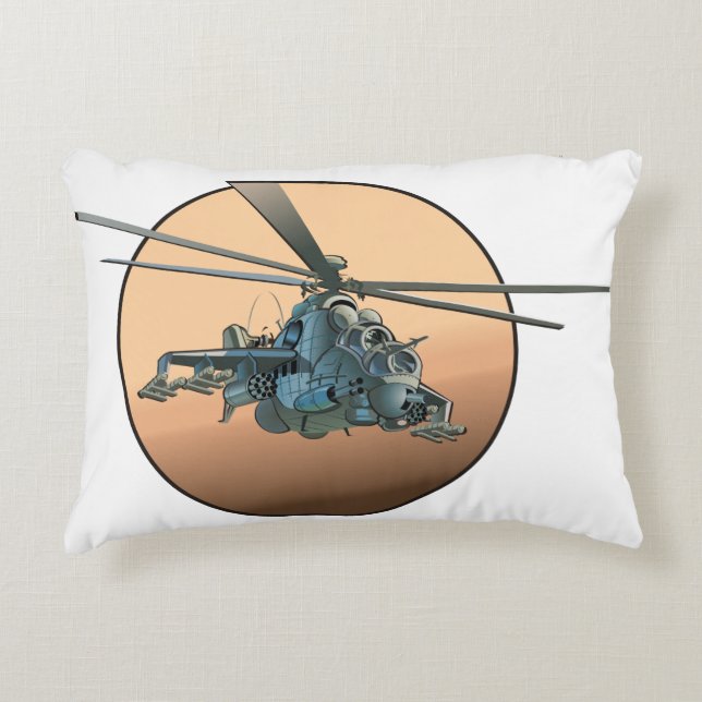 Tecknad helikopter prydnadskudde (Framsidan)