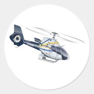 Tecknad helikopter runt klistermärke