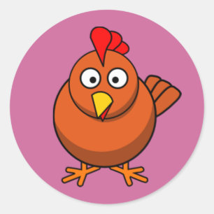 Tecknad Hen Chicken Runt Klistermärke