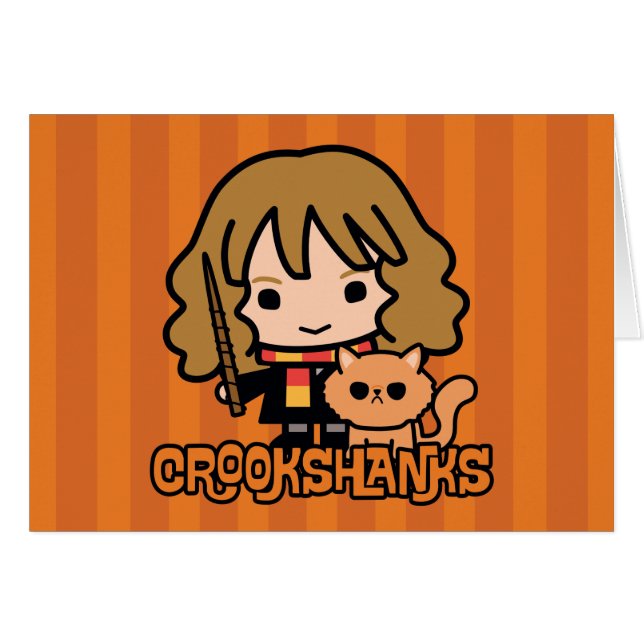 Tecknad Hermione och Crookshanks Hälsningskort (Framsidan Horizontal)