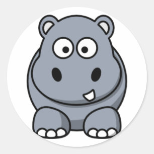 Tecknad Hippo Runt Klistermärke