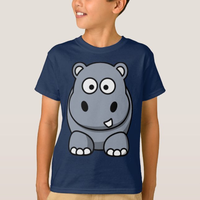 Tecknad Hippo Te Tee Shirt (Framsida)