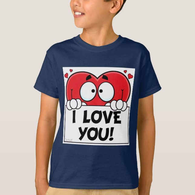 Tecknad hjärta  t shirt (Framsida)