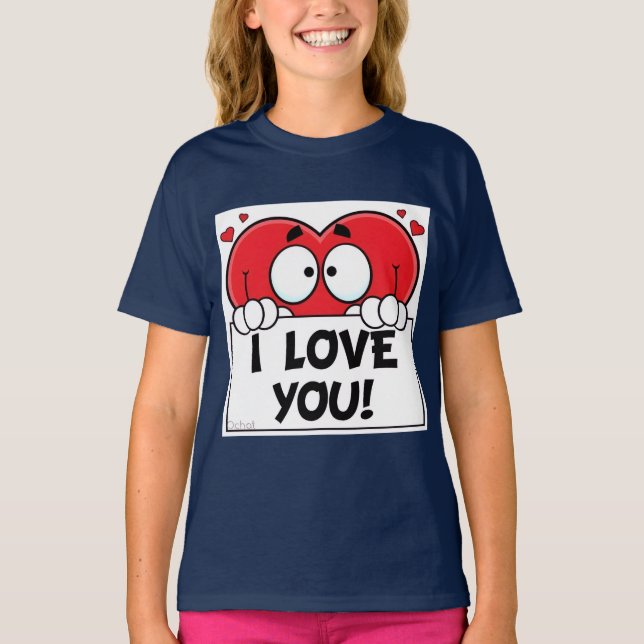Tecknad hjärta  t shirt (Framsida)