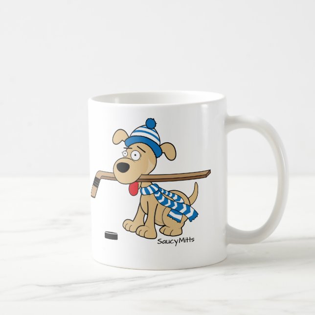 Tecknad Hockey Hund Kaffemugg (Höger)