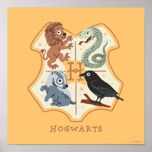 Tecknad Hogwarts Crest Poster