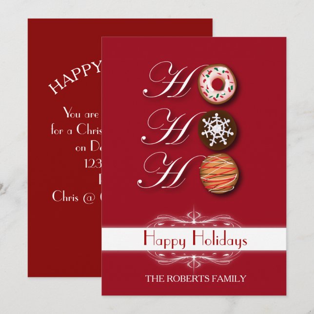 Tecknad HoHo Julkookies Lycklig Helgdag Inbjudningar (Fram/baksida)