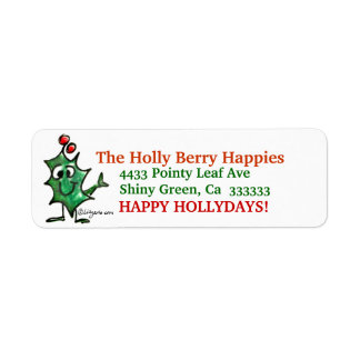 Tecknad Holly-julens adressetikett Stickers Returadress Etikett
