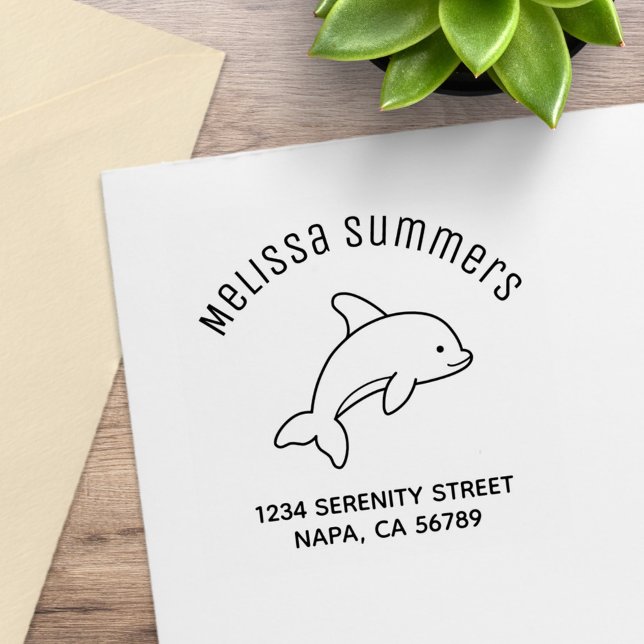 Tecknad hoppande delfinadress stämpel (Skapare uppladdad)