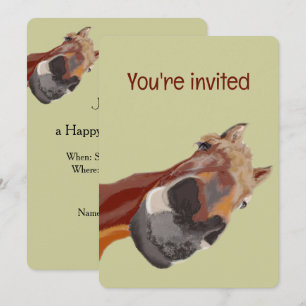 Tecknad Horse Birthday Anpassningsbar Inbjudan