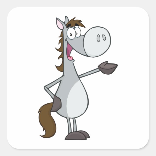 Tecknad Horse Fyrkantigt Klistermärke (Framsida)