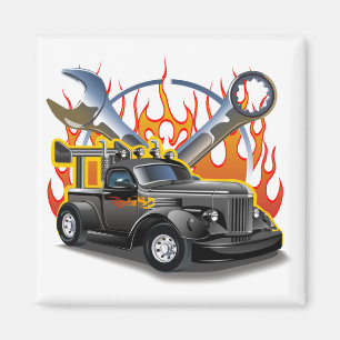 Tecknad hot rod magnet