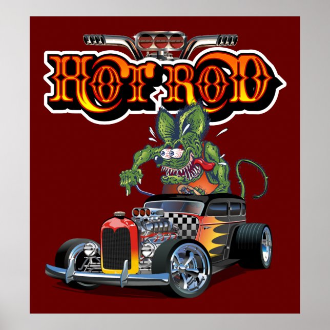 Tecknad hot rod poster (Framsidan)