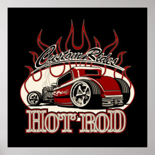 Tecknad hot rod poster