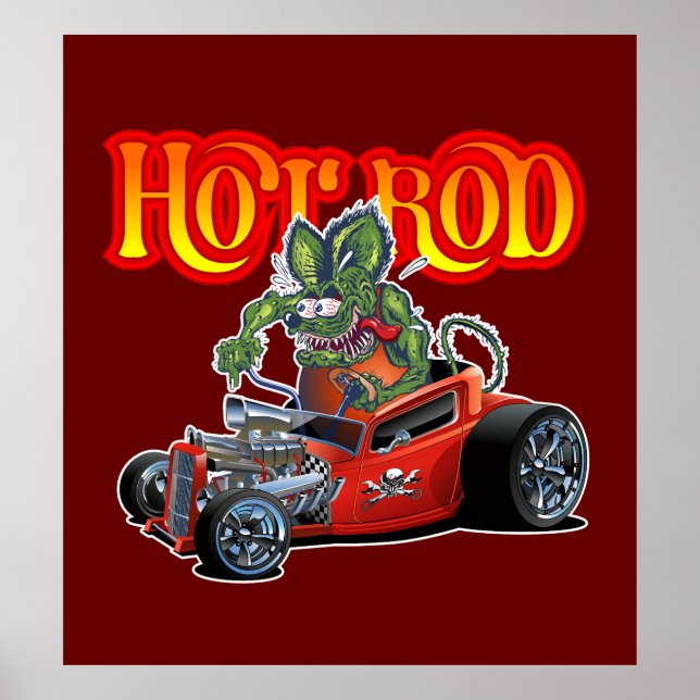 Tecknad hot rod poster (Framsidan)