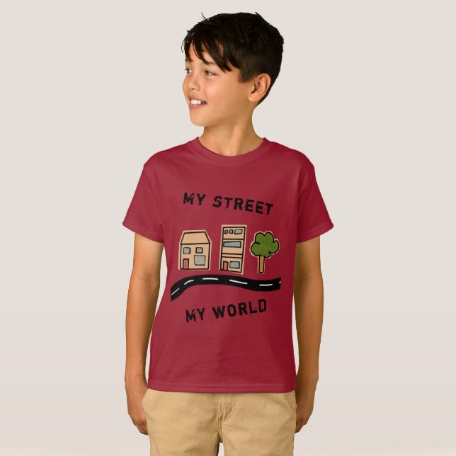 Tecknad House Road Teckning Kids Tee Shirt (Hel framsida)