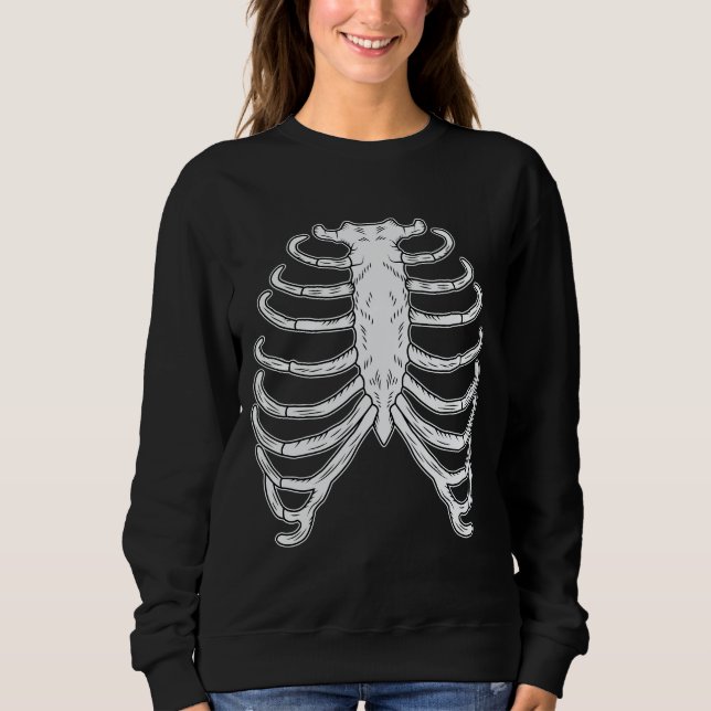 Tecknad Human Rib Cage Skeleton Bones Halloween T Shirt (Framsida)