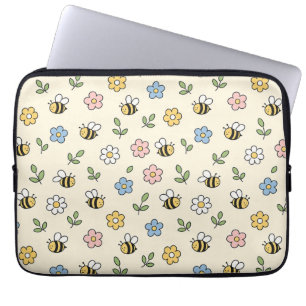 Tecknad humla och blommor mönster laptop fodral