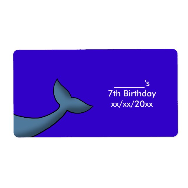 Tecknad Humpback Whale Svan Vin eller Vattenflaska Fraktsedel (Framsidan)