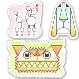 Tecknad hund, Anpassningsbar-klippt vinylkorgset Klistermärken