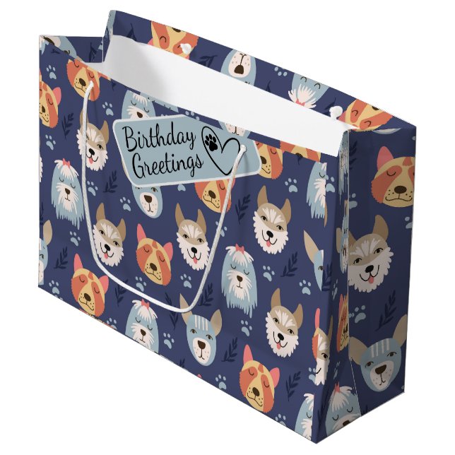 Tecknad hund ansikte och tass utan sömlösa mönster (Framsidan Vinklad)