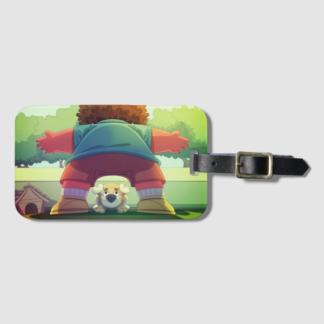 Tecknad hund bagagebricka (Framsida horisontal)