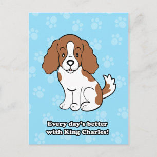 tecknad hund Cavalier Kung Charles vykort