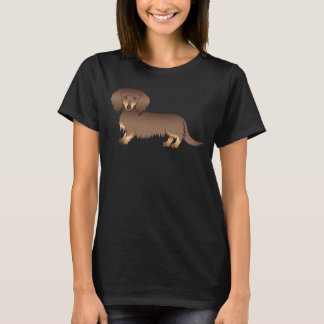 Tecknad hund, chokladbrun och tanfärgad långhårig t shirt