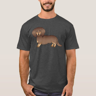 Tecknad hund, chokladbrun och tanfärgad långhårig t shirt