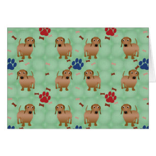 Tecknad hund - Dachsund Red Tiled v1 Hälsningskort