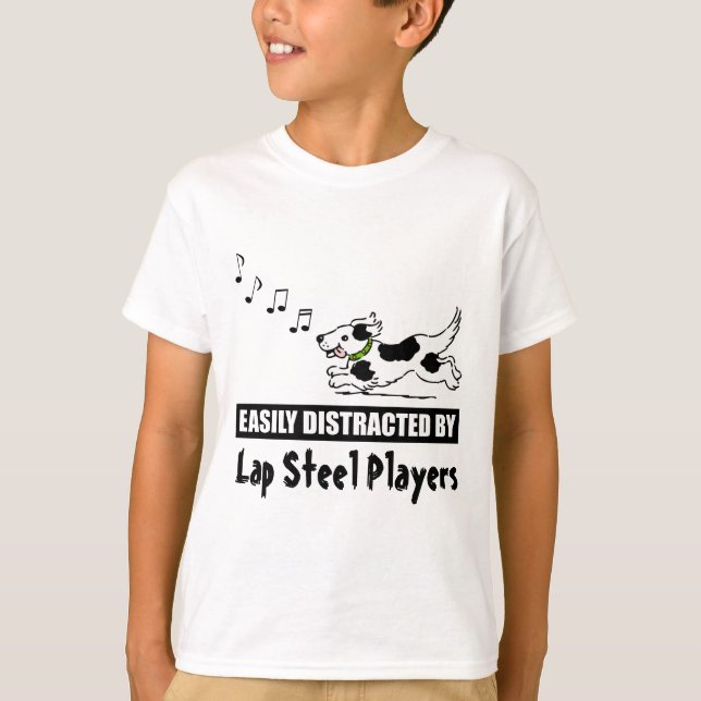 Tecknad hund har lätt distraherats av Lap Steel Pl T Shirt (Framsida)