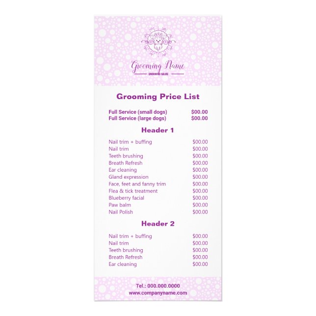 Tecknad hund-illustration för gromning reklamkort (Framsidan)