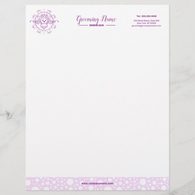 Tecknad hund illustration för grooming brevhuvud (Framsida)