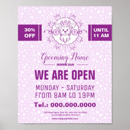 Tecknad hund illustration för grooming poster