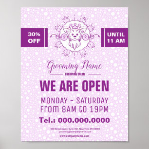 Tecknad hund illustration för grooming poster