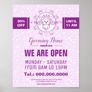 Tecknad hund illustration för grooming poster