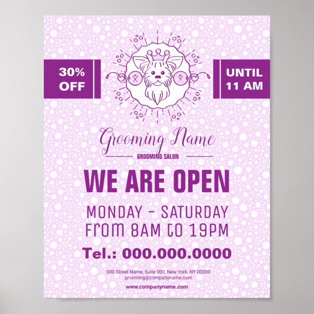 Tecknad hund illustration för grooming poster (Framsidan)