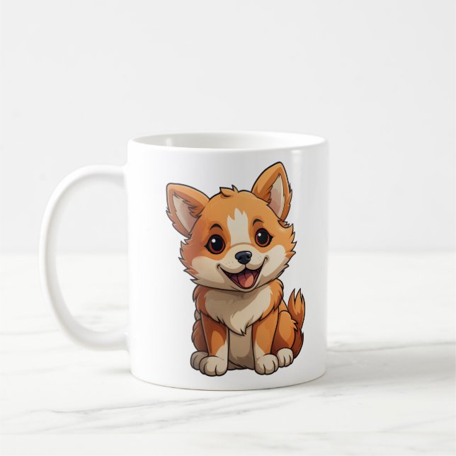 Tecknad hund illustration kaffemugg (Vänster)