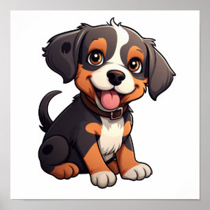 Tecknad hund illustration poster