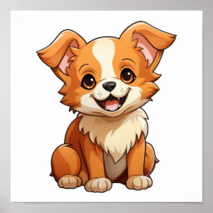Tecknad hund illustration poster
