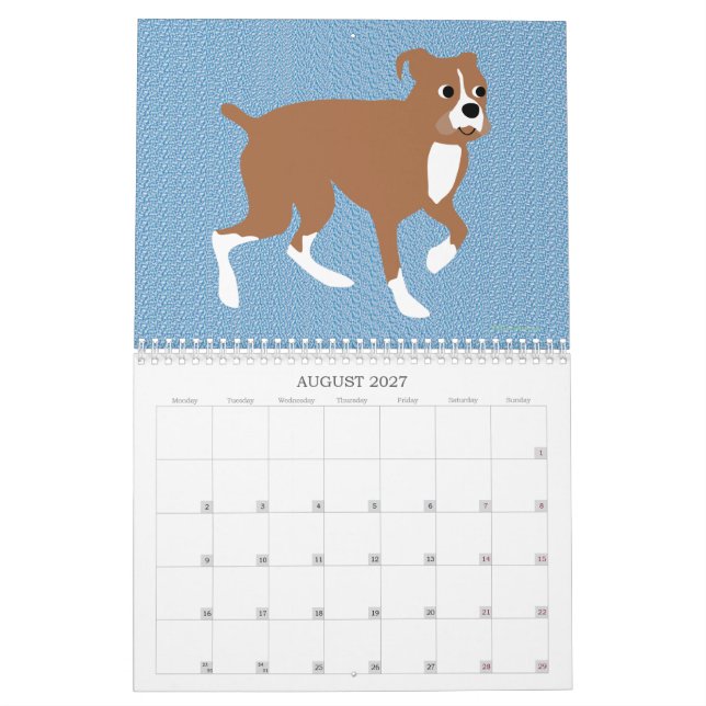 Tecknad hund kalender (Aug 2027)