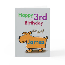 Tecknad hund lycklig 3-årsdagen namn