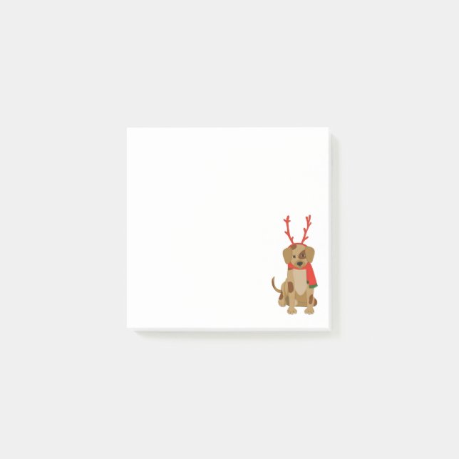 Tecknad hund med Antlers och Scarf Post-it Block (Framsida)