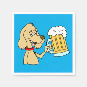 Tecknad hund med Beer Party Pappersservett