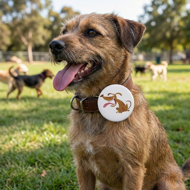 Tecknad hund med Big Smile och Tunga ut Knapp (Skapare uppladdad)