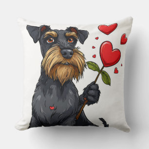 Tecknad hund med en blomma kudde