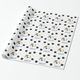 Tecknad hund med tassavtryck presentpapper