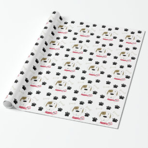 Tecknad hund med tassavtryck presentpapper