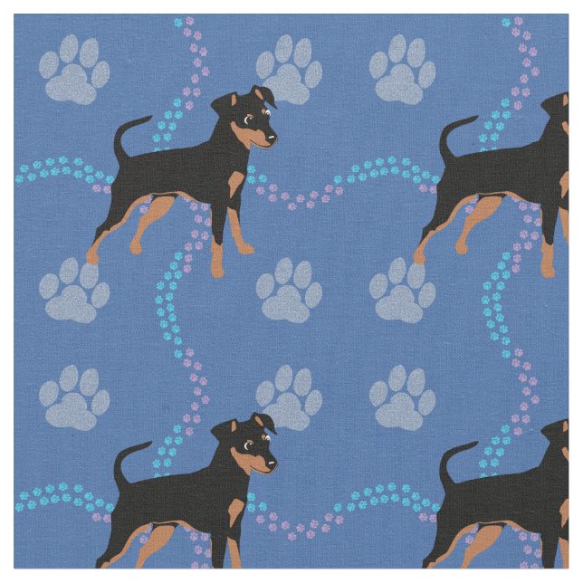 Tecknad hund - Miniature Pinscher v5 Tyg (Närbild)